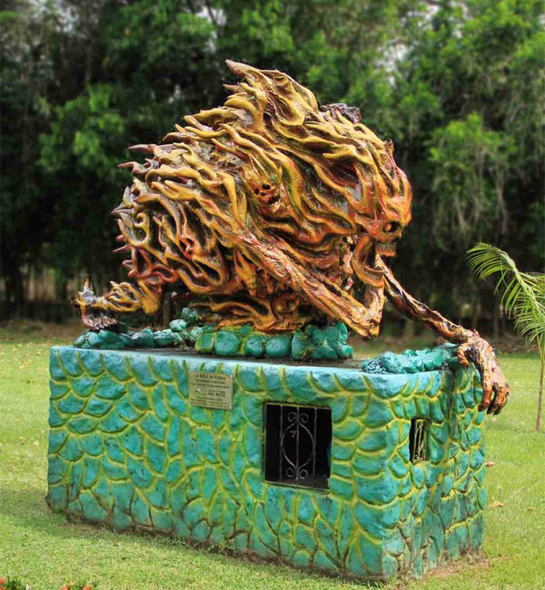 Sculpture of the Ball of Fire or Candileja in the Malocas Park of Villavicencio.