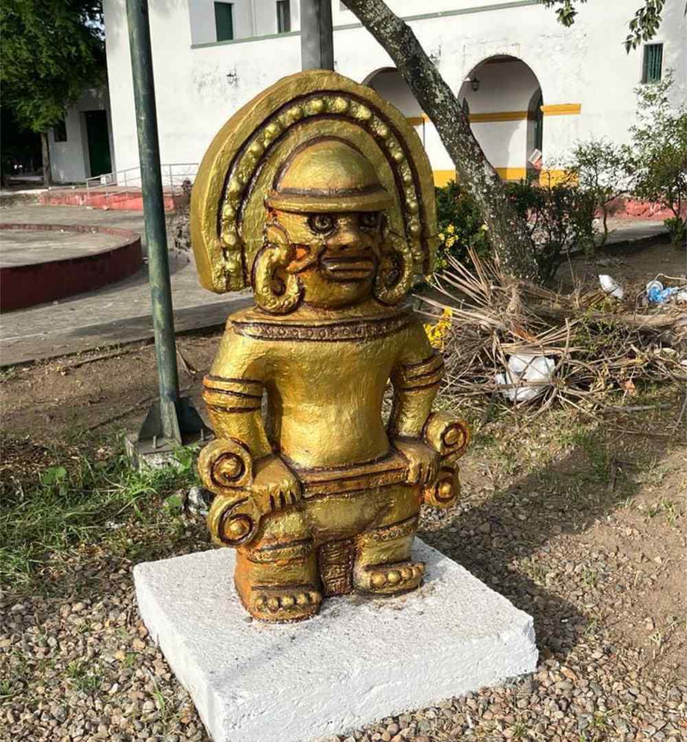 Sculpture of the Golden Tunjo in the Andean Park of Huila