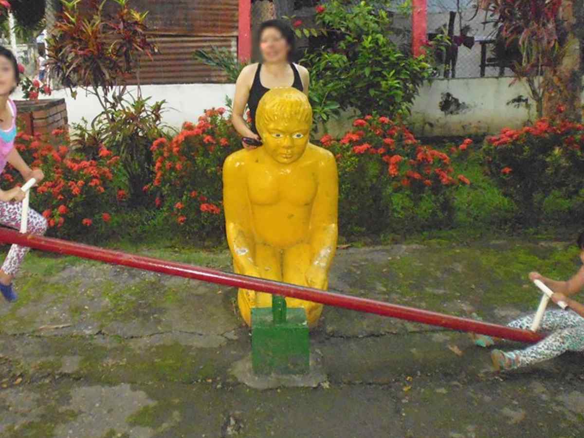 Sculpture of the Tunjo de Oro in the mythological and children's park Juan Tole Lis Natagaima Tolima.