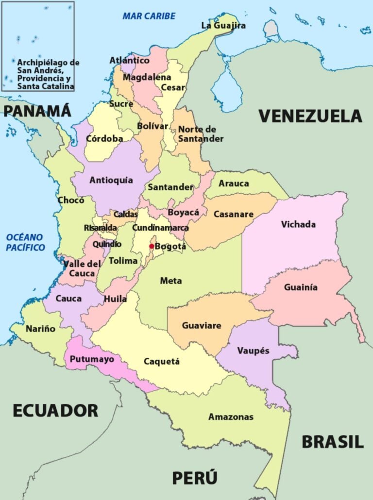 Mapa de Departamentos de Colombia (Division politica de Colombia)