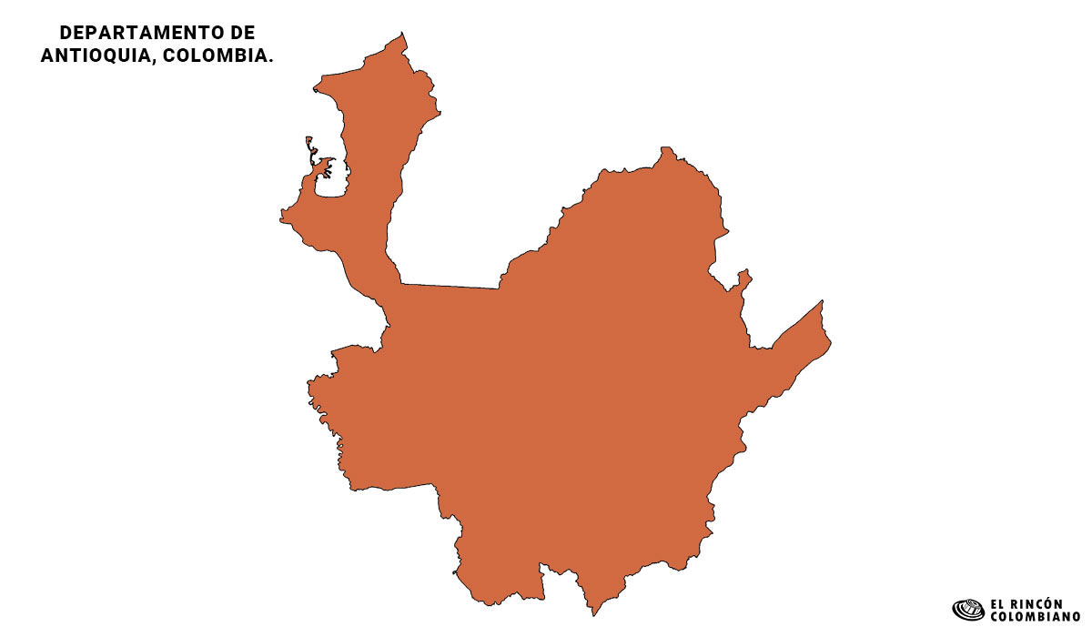 Mapa de Antioquia con color.