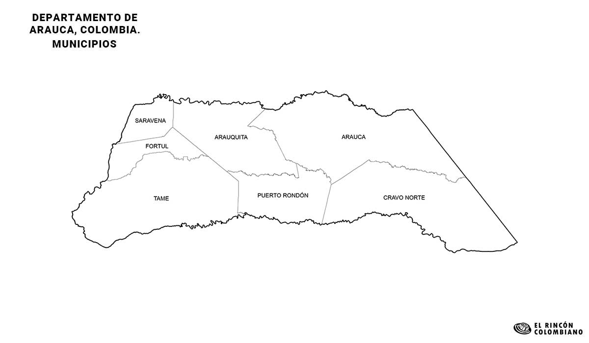 Mapa del Arauca con nombres de Municipios.