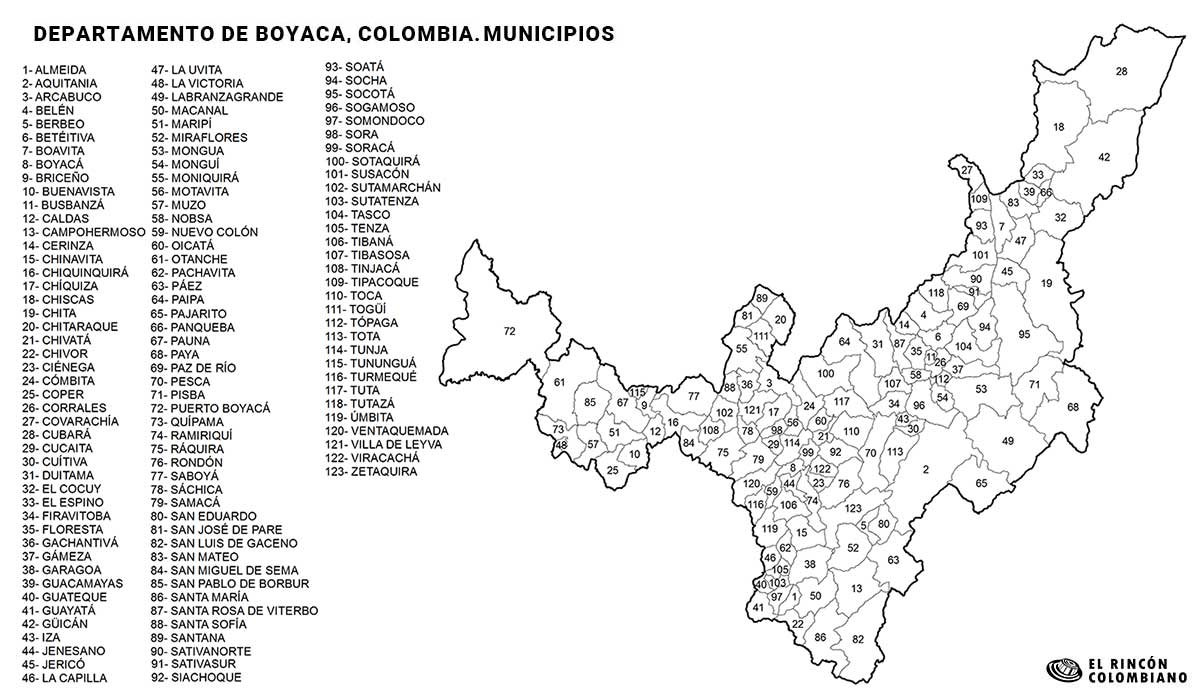 Mapas del Departamento de Boyacá - El Rincón Colombiano