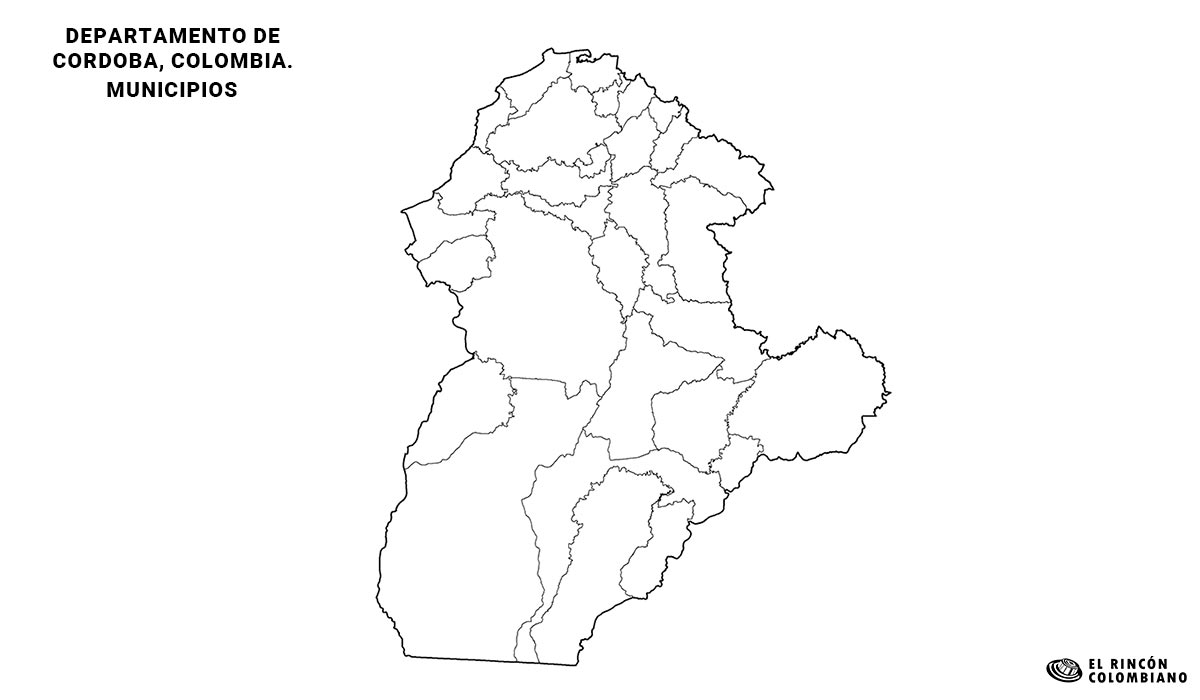 Mapa del Departamento de Córdoba con Municipios.