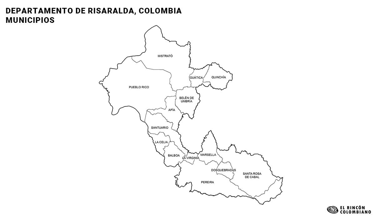 Mapa del Risaralda con nombres de Municipios.