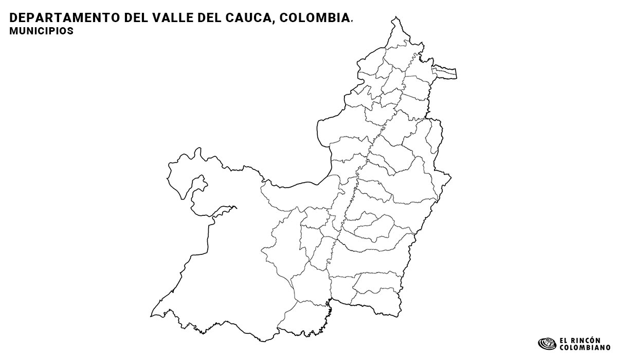 Mapa del Departamento del Valle del cauca Con Municipios.