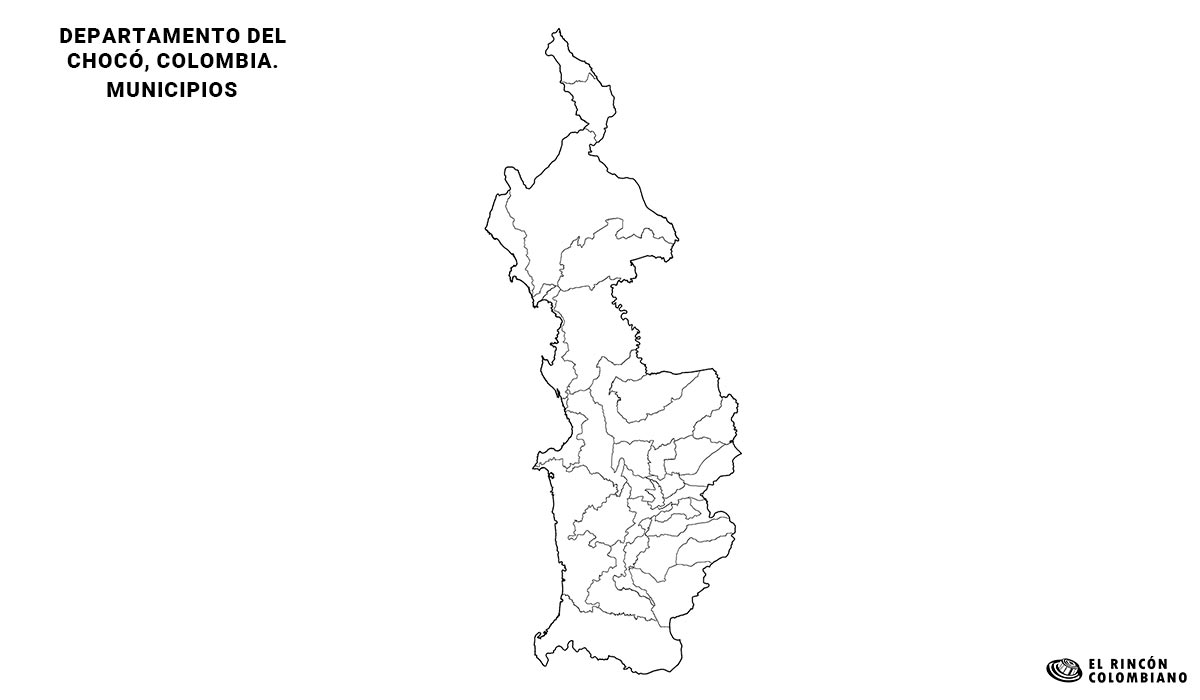 Mapa del Departamento del choco con Municipios.