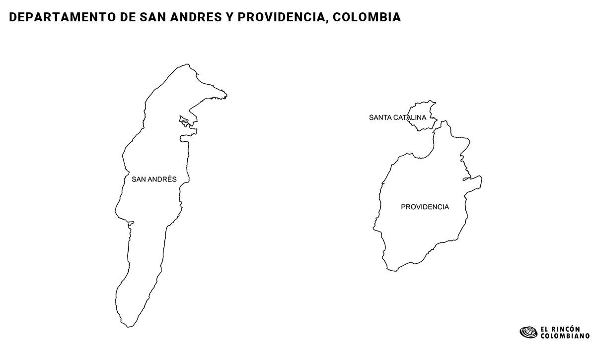 Mapa del Archipiélago de San Andrés, Providencia y Santa Catalina con nombres de Municipios.