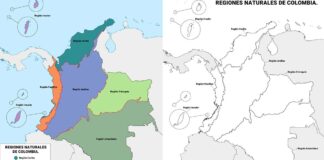Mapa de las regiones naturales de Colombia
