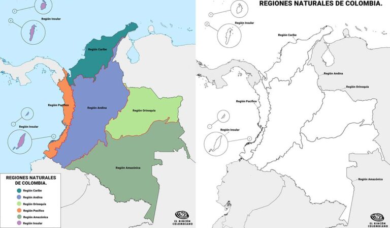 Mapa de las regiones naturales de Colombia